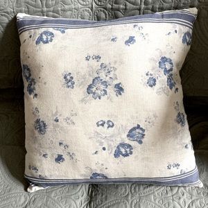 Vintage Rose and Ticking Throw Pillow